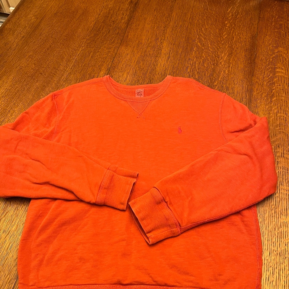 Polo Ralph Lauren Men's Thermal Lined Orange Crewneck Sweatshirt, EUC, size L